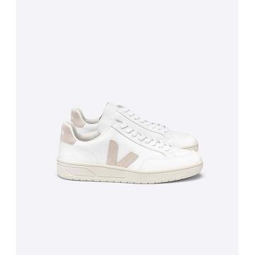 Men's Veja V-12 LEATHER Sneakers White/Pink | ZA 342OKI